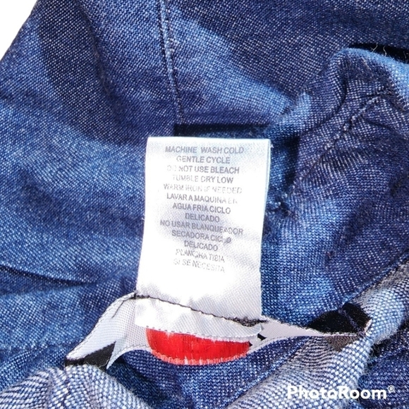 Vintage Denim Dress Size 11/12 Button Front 90's Retro Short Sleeves Sash - Picture 2 of 4